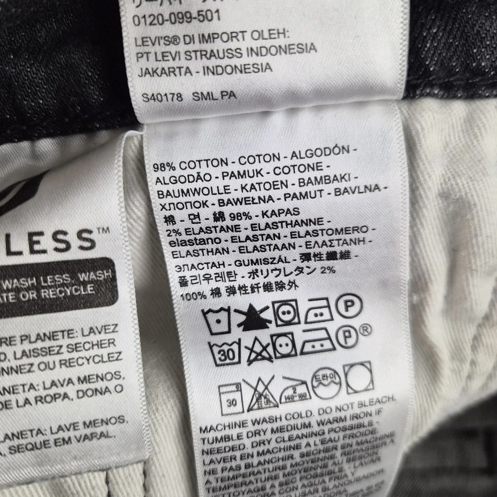 Levis Premium 513 Jeans Mens 34x34 Black Denim Slim Straight Stretch Pants